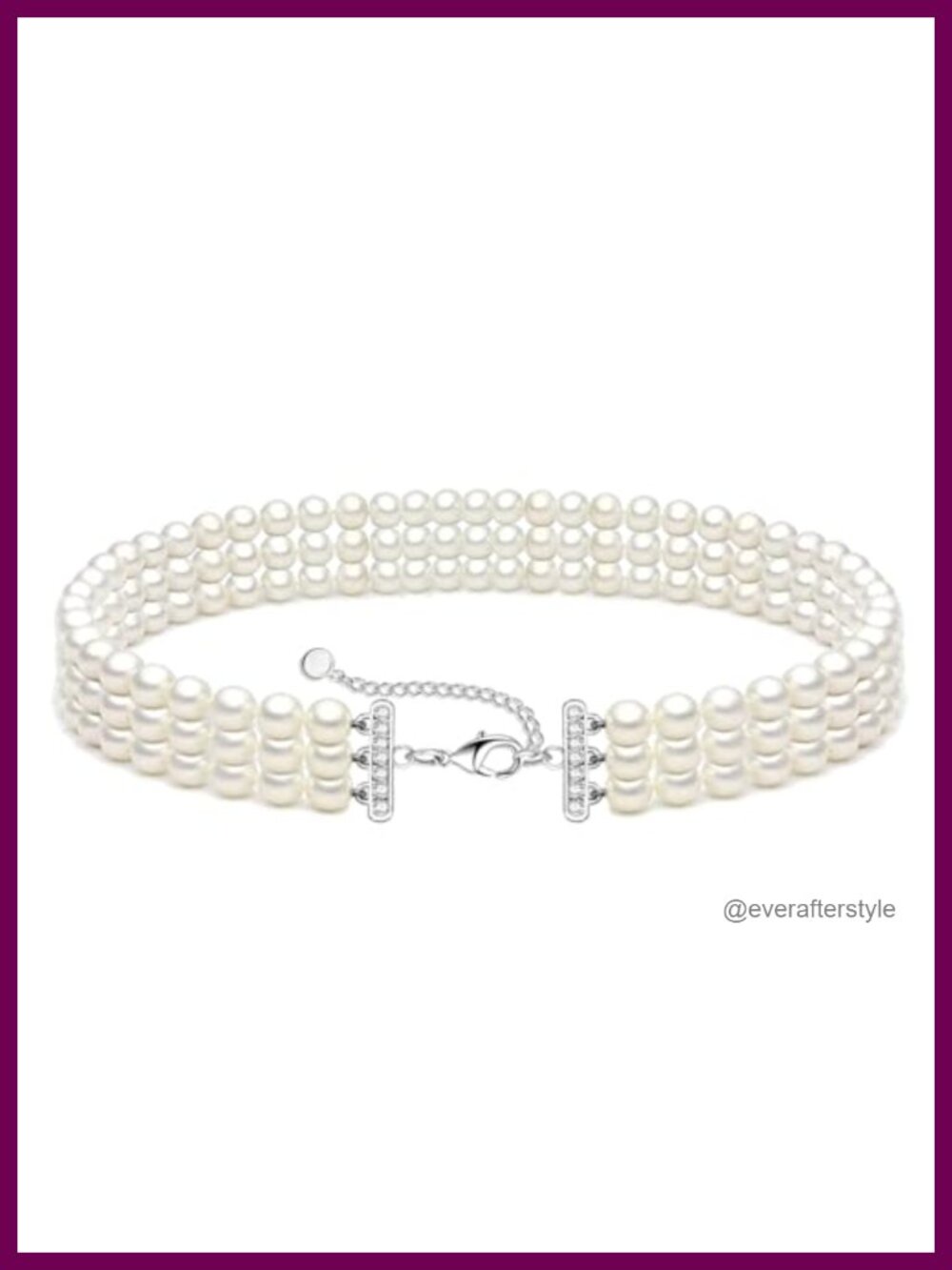 Dainty 3 Tier Layered Pearl Choker Necklace 6mm Round Imitation Pearl Lobster